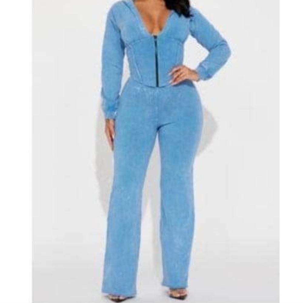 2 Piece Denim Looking Set